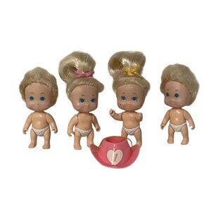 Vintage Mattel Tyco Quints Baby Dolls Set Of 4 With western hat cowboy cowgirl